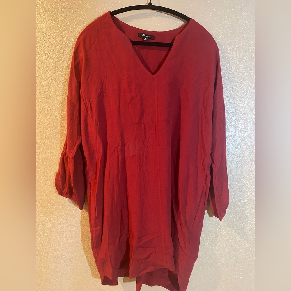 Madewell Maroon V-Neck Midi Dress
